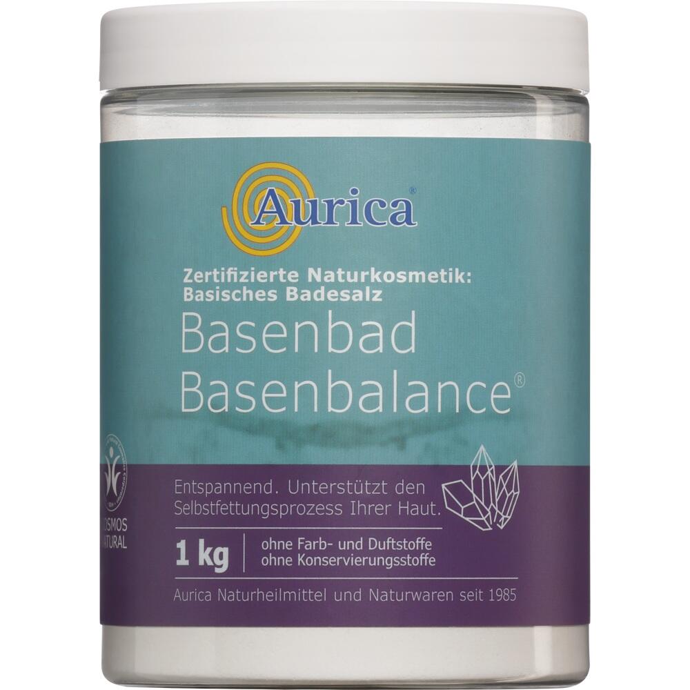 Dose mit basischem Badesalz von Aurica für entspannende Bäder.